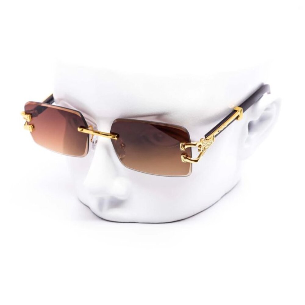 Men Sunglasses Brown Lens Retro Classic Luxury Retro Shades Gold‎ Metal Lentes